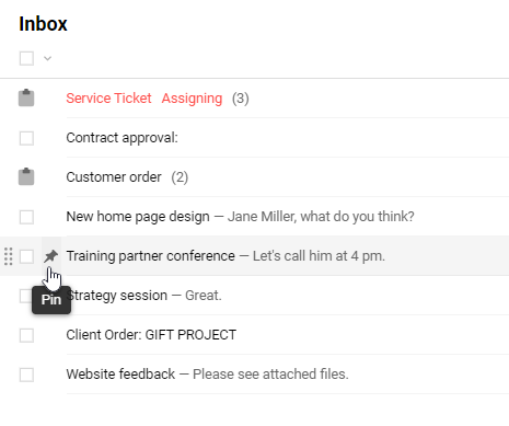 Pinning tasks in Pyrus Inbox