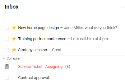 Pinning tasks in Inbox