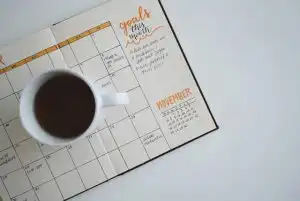 calendar with coffee mug