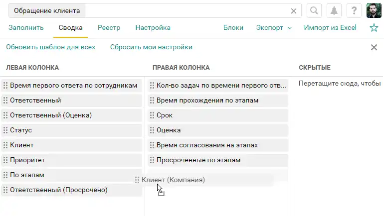 Сводка по форме