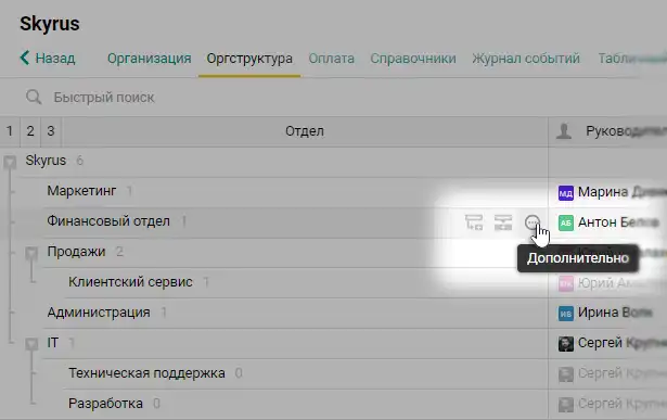 перенести отдел в оргструктуры в Pyrus