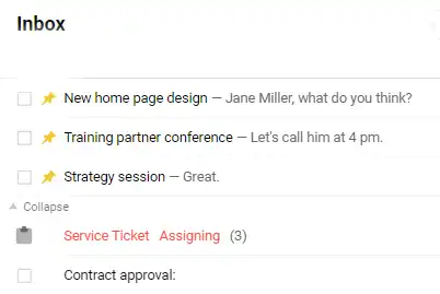 Pinning tasks in Inbox