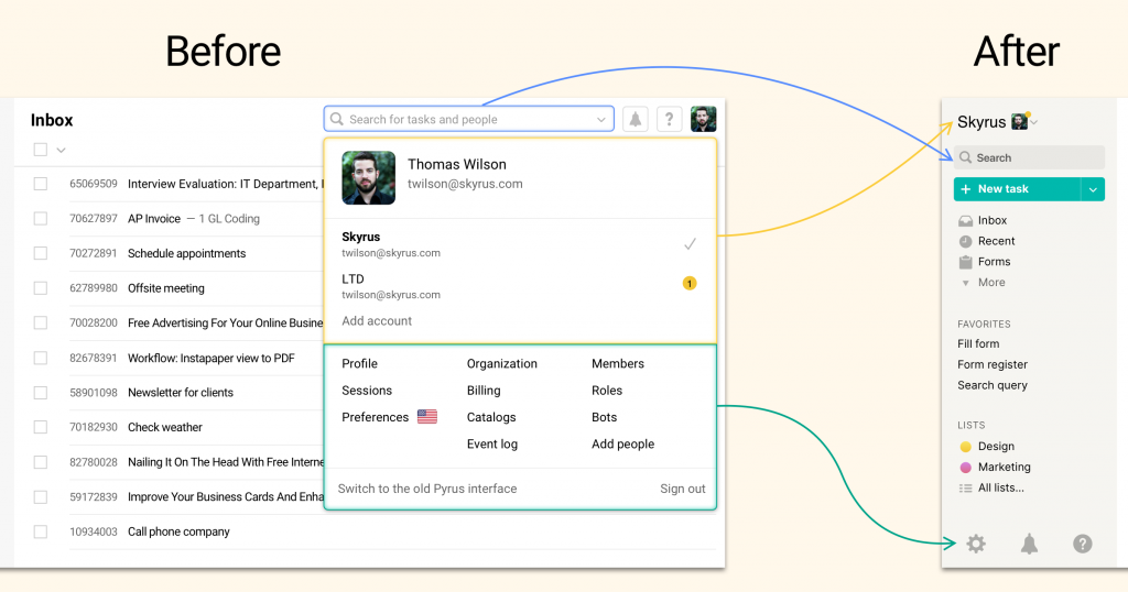 Updated Pyrus control panel