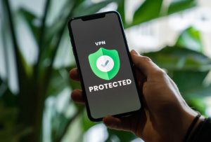 phone with text: VPN protected