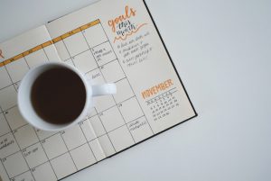 calendar with coffee mug